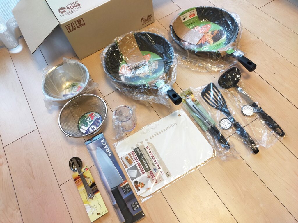 購入した貝印 料理道具セットの写真